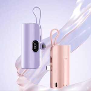 Portable Mini Power Bank with Built-in Cables