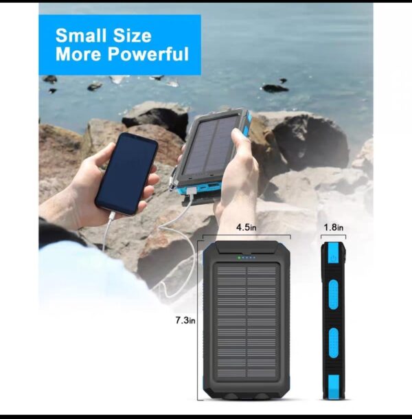 Solar Power Bank – 30000mAh Waterproof Outdoor Portable Charger with Dual LED Flashlight - Image 2